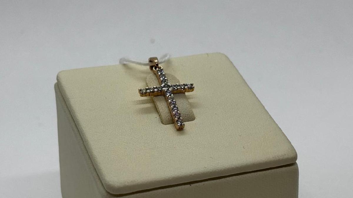 ПОДККИ585 ПОДВЕСКА КРЕСТ С КАМНЯМИ (Au 585)