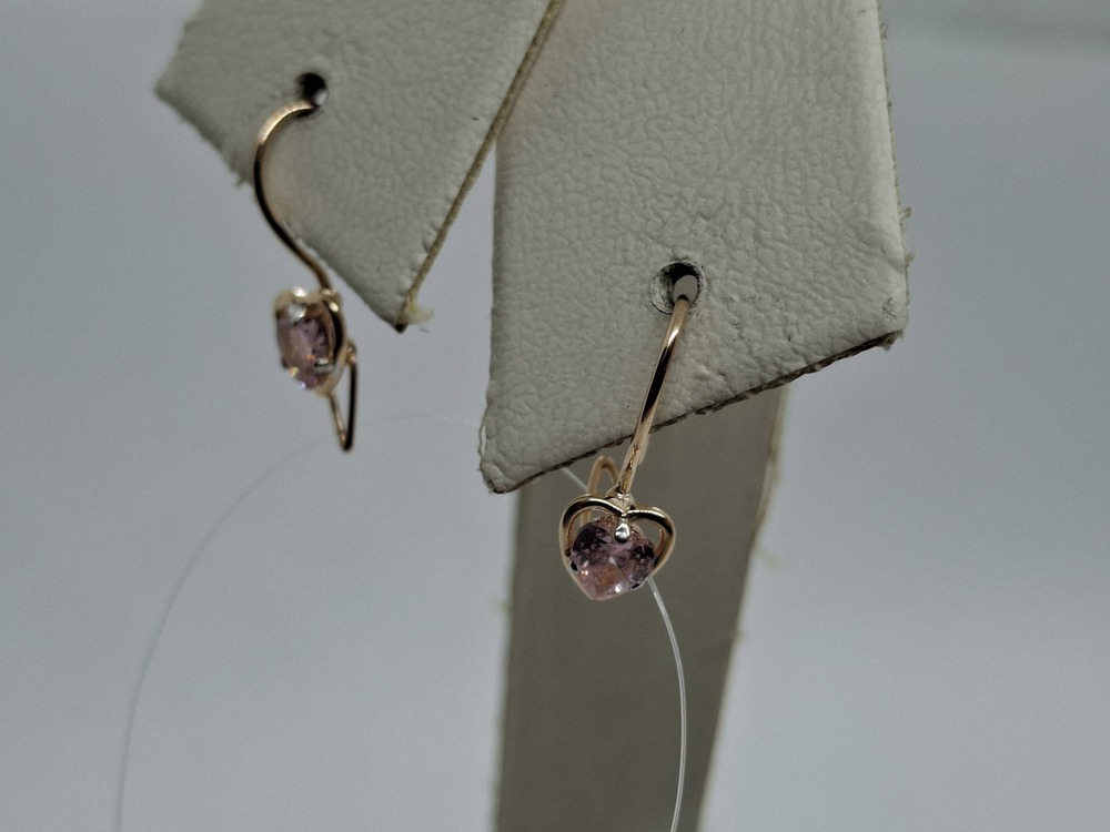 СЕРЬГИ ПЕТЕЛЬКА с камнем (Au 585)