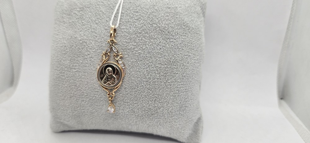 ПОДИКИ585 ПОДВЕСКА ИКОНА С КАМНЯМИ (Au 585)