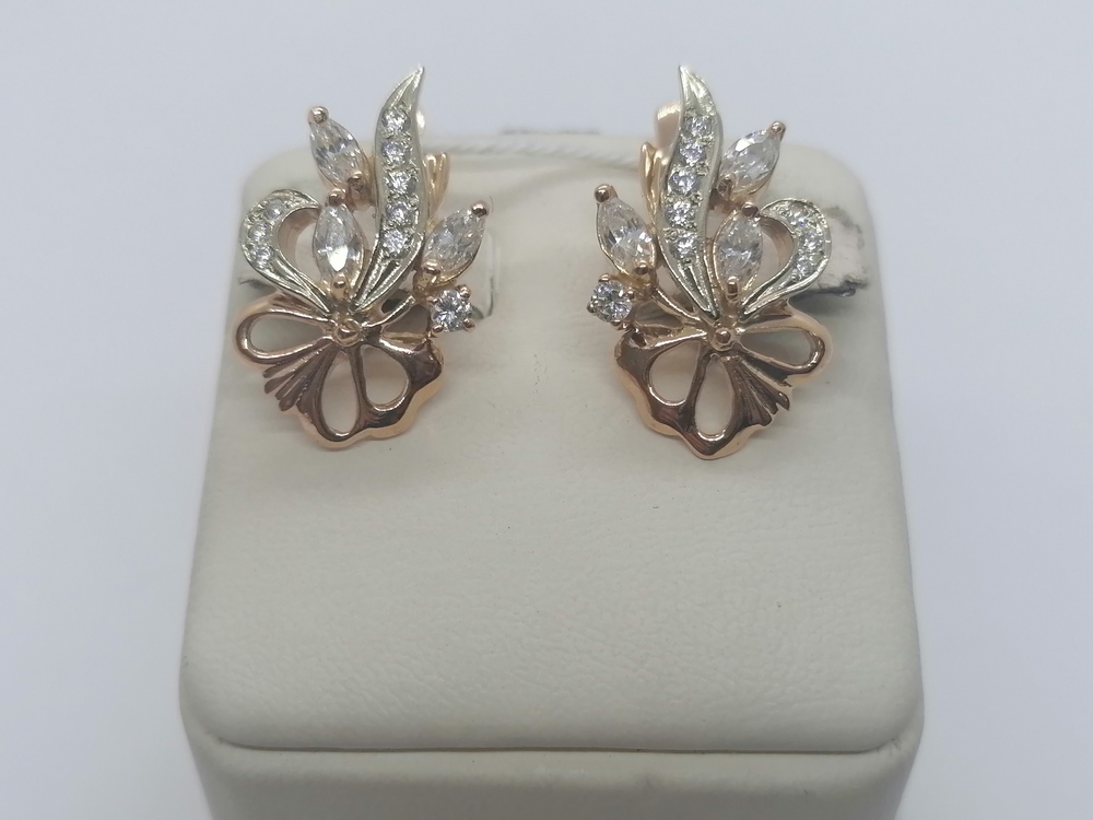 СКМИ585 СЕРЬГИ С КАМНЯМИ (Au 585)