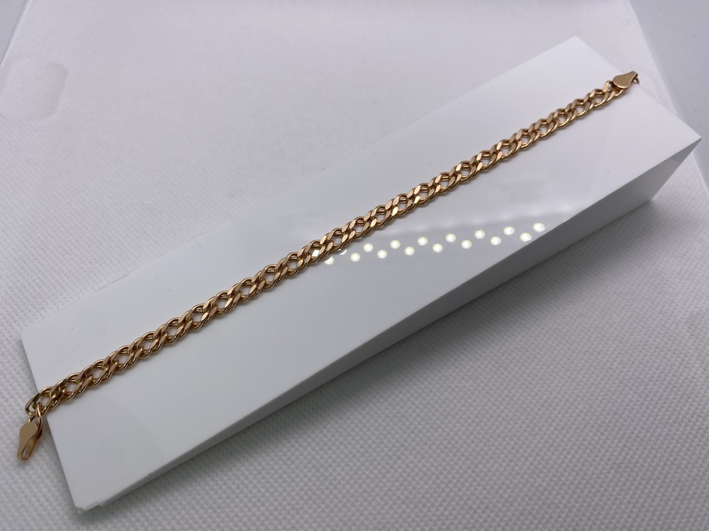 7100154П-21 БРАСЛЕТ ПУСТОТЕЛЫЙ Ромб двойной (Au 585)