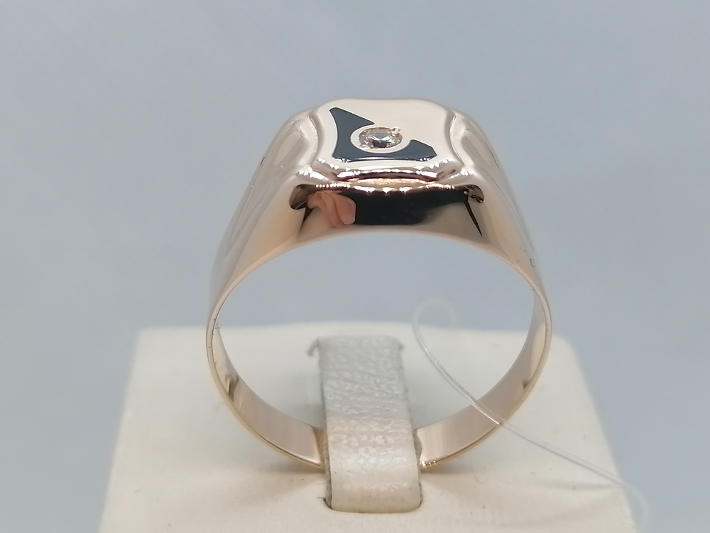 КОЛЬЦО ПЕЧАТКА Эмаль с камнем (Au 585)