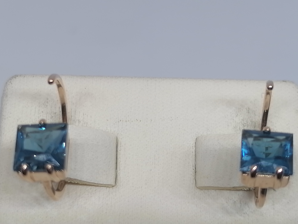 СКМ585 СЕРЬГИ С КАМНЕМ (Au 585)