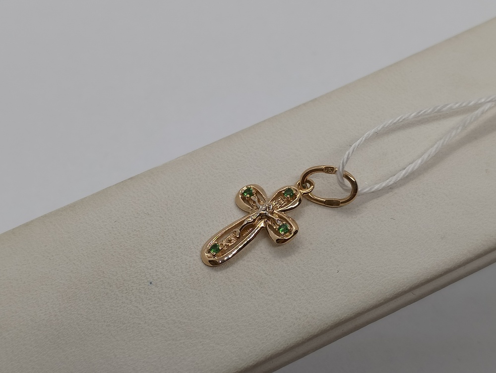 ПОДККИ585 ПОДВЕСКА КРЕСТ С КАМНЯМИ (Au 585)