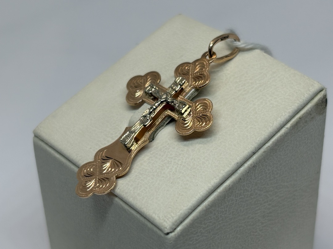 ПОДВЕСКА КРЕСТ БЕЗ КАМНЯ (Au 585)