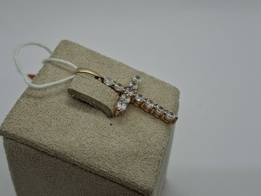 ПОДККИ585 ПОДВЕСКА КРЕСТ С КАМНЯМИ (Au 585)