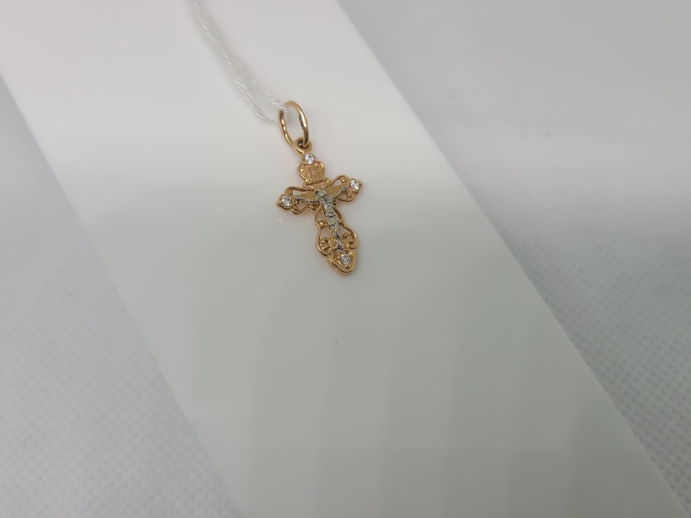 ПОДККИ585 ПОДВЕСКА КРЕСТ С КАМНЯМИ (Au 585)