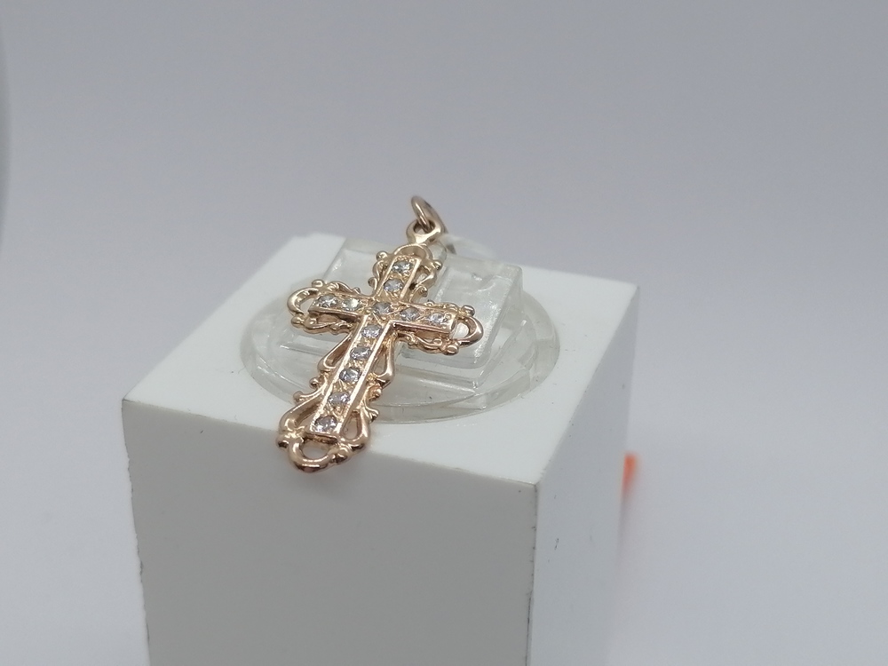 ПОДККИ585 ПОДВЕСКА КРЕСТ С КАМНЯМИ (Au 585)