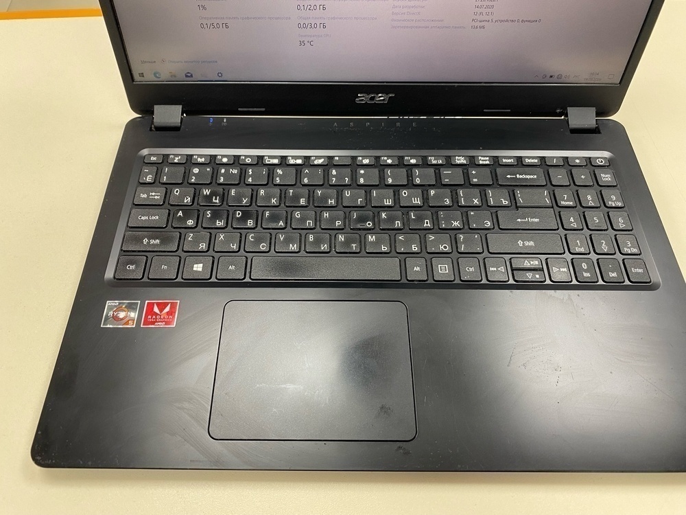 Ноутбук Acer *; Ryzen 5 3500U, Radeon Vega 8, 6 Гб, 256 Гб, Нет