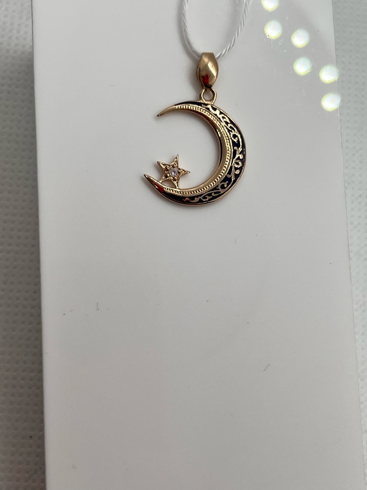 ПОДПКИ585 ПОДВЕСКА ПОЛУМЕСЯЦ С КАМНЯМИ (Au 585)