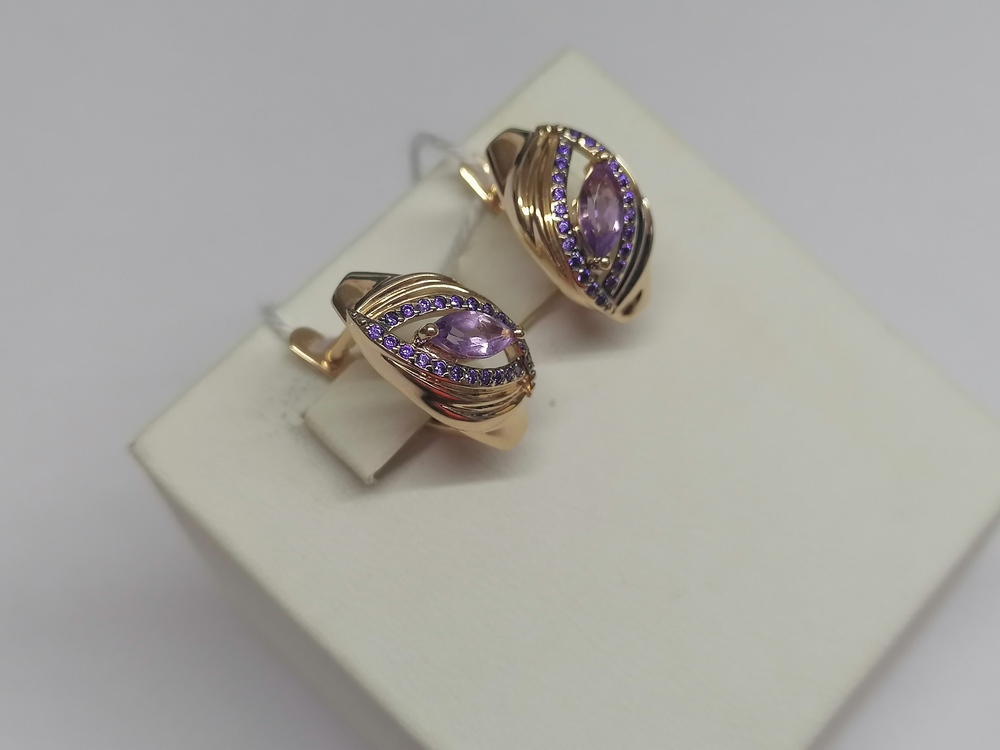 СКМИ585 СЕРЬГИ С КАМНЯМИ (Au 585)