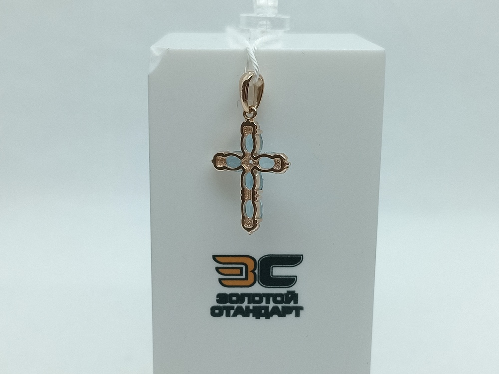 ПОДККИ585 ПОДВЕСКА КРЕСТ С КАМНЯМИ (Au 585)