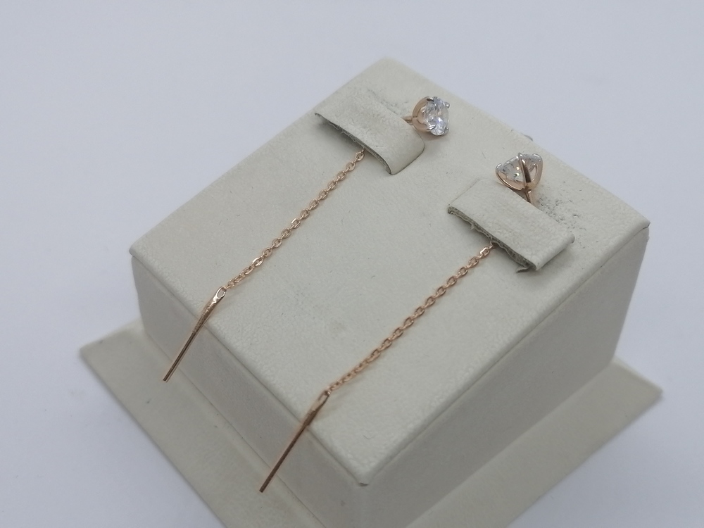 СЕРЬГИ ПРОДЕВКИ с камнем (Au 585)