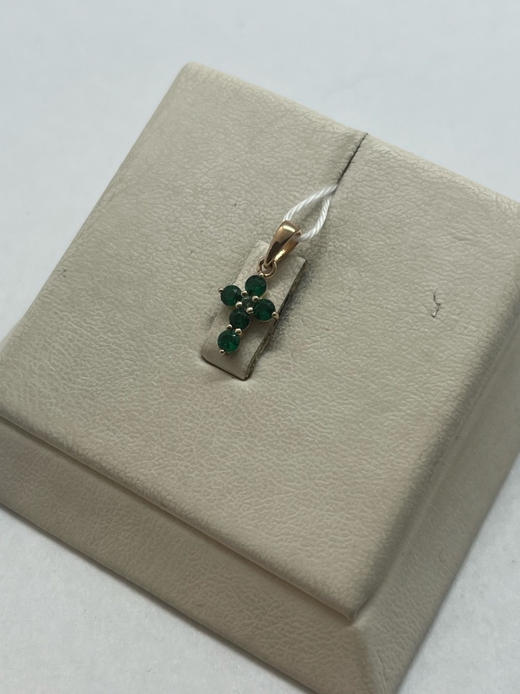 ПОДККИ585 ПОДВЕСКА КРЕСТ С КАМНЯМИ (Au 585)