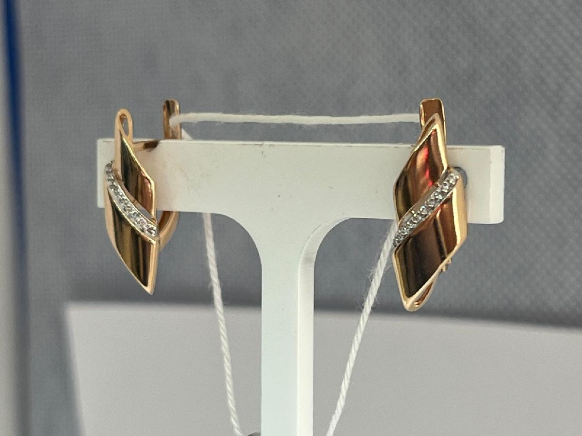 СКМ585 СЕРЬГИ С КАМНЕМ (Au 585)