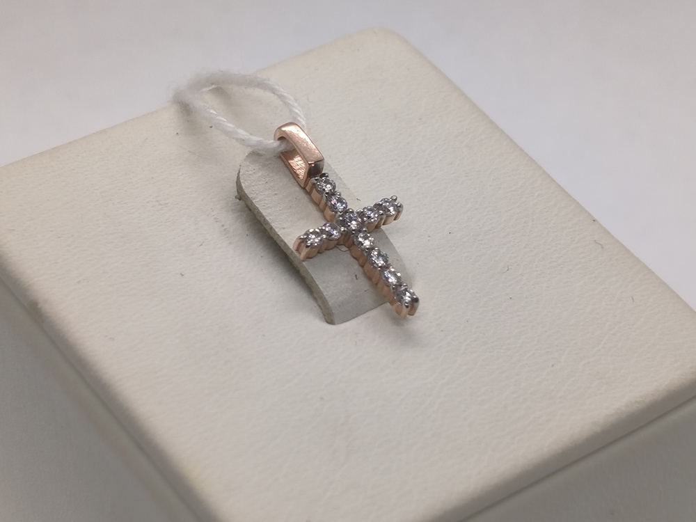 ПОДККИ585 ПОДВЕСКА КРЕСТ С КАМНЯМИ (Au 585)