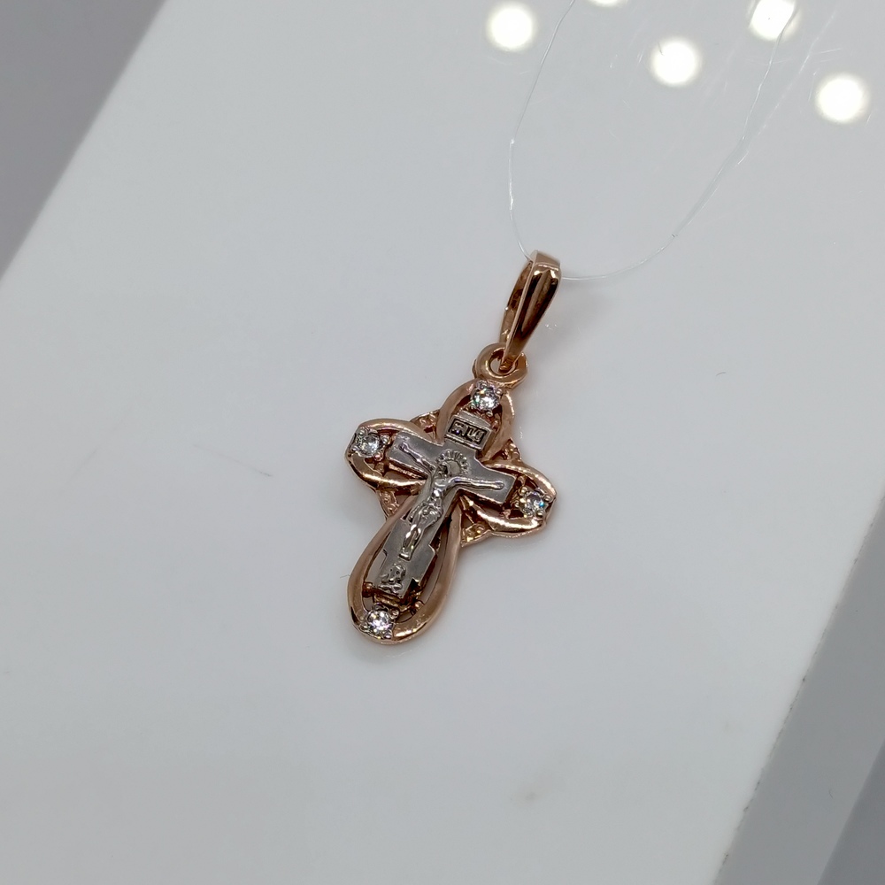 ПОДВЕСКА КРЕСТ с камнями (Au 585)