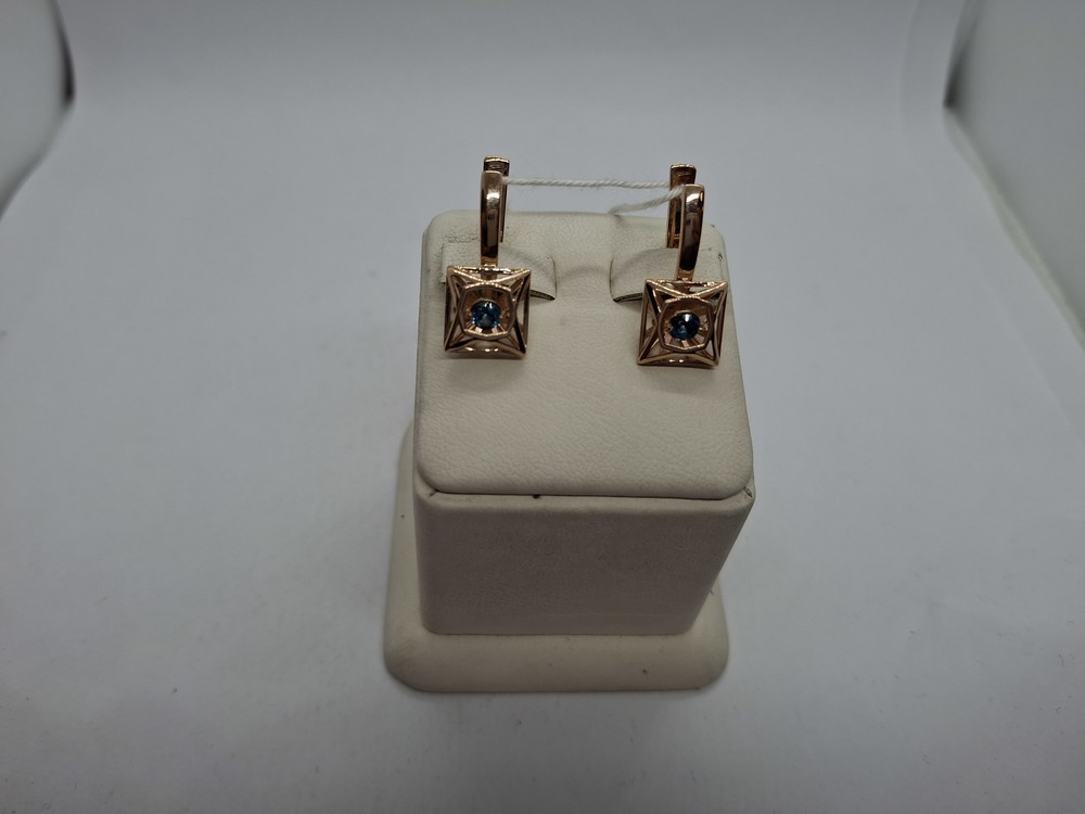 СКМ585 СЕРЬГИ С КАМНЕМ (Au 585)