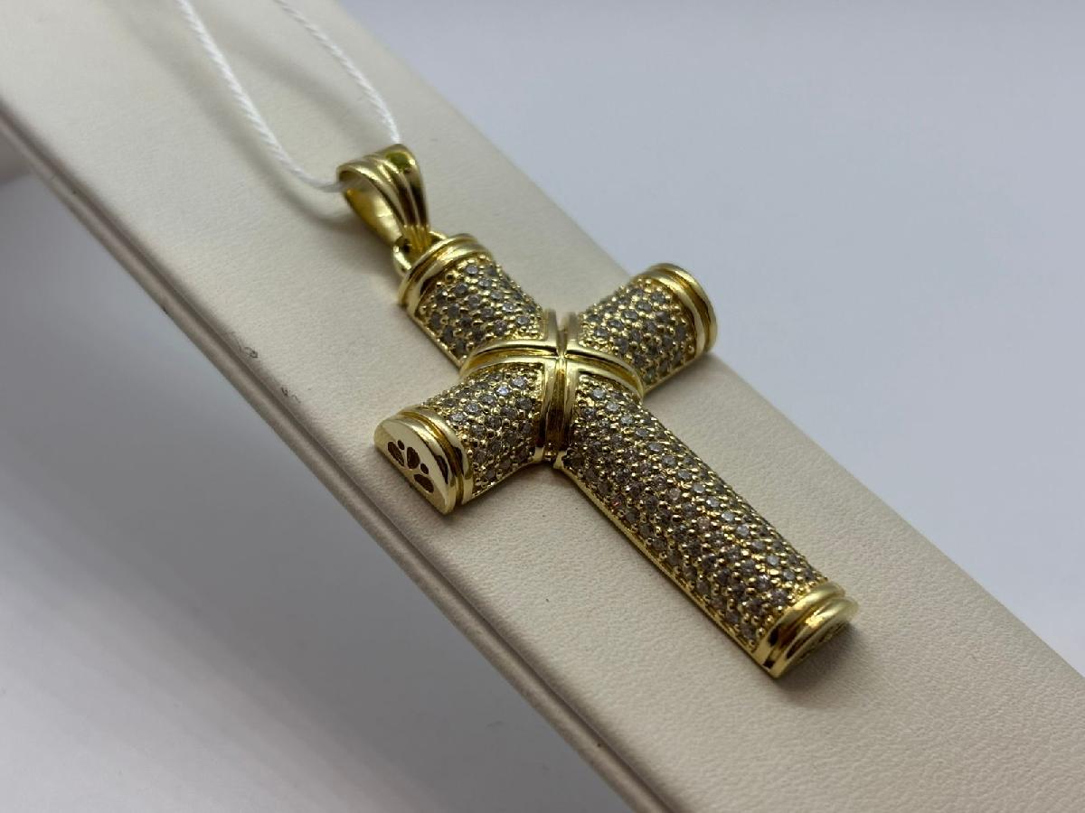 ПОДККИ585 ПОДВЕСКА КРЕСТ С КАМНЯМИ (Au 585)