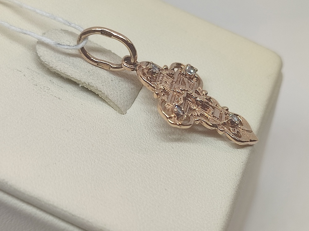 ПОДККИ585 ПОДВЕСКА КРЕСТ С КАМНЯМИ (Au 585)
