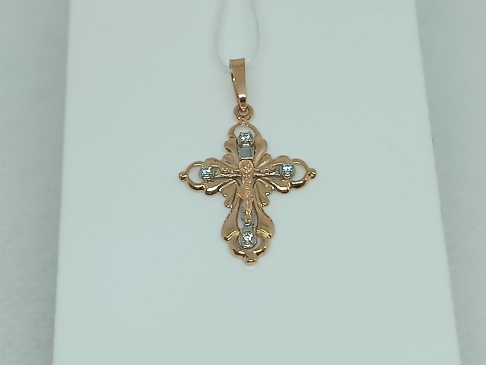 ПОДККИ585 ПОДВЕСКА КРЕСТ С КАМНЯМИ (Au 585)