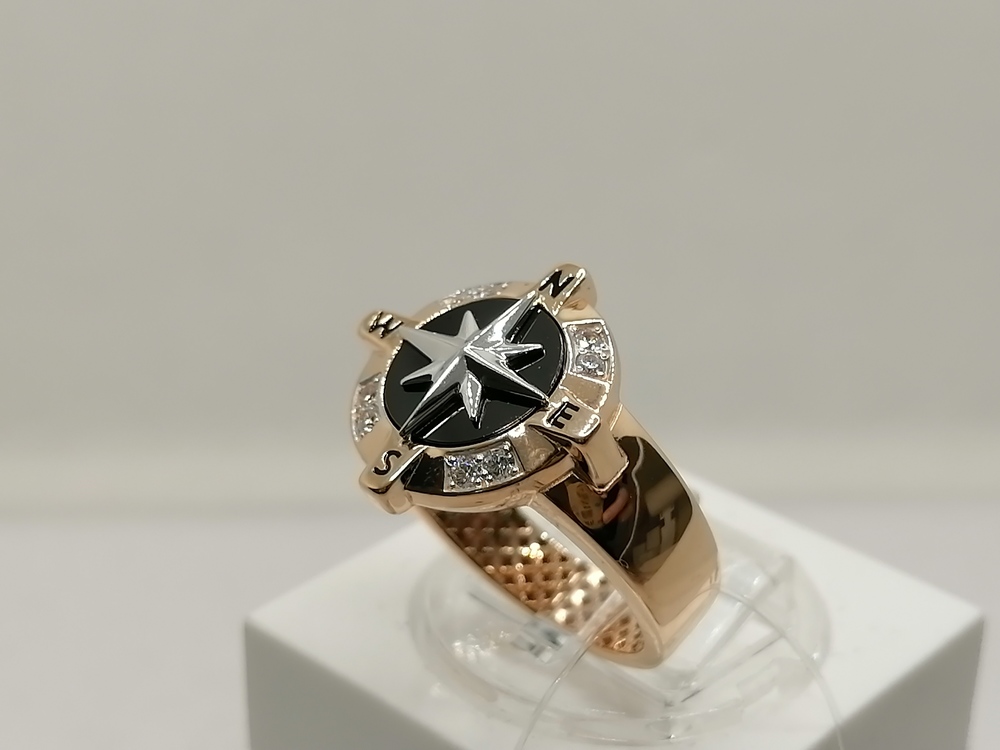 040013 КОЛЬЦО ПЕЧАТКА с камнями (Au 585)