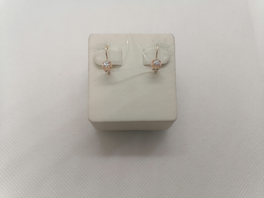 02-7217 СЕРЬГИ ПЕТЕЛЬКА с камнем (Au 585)