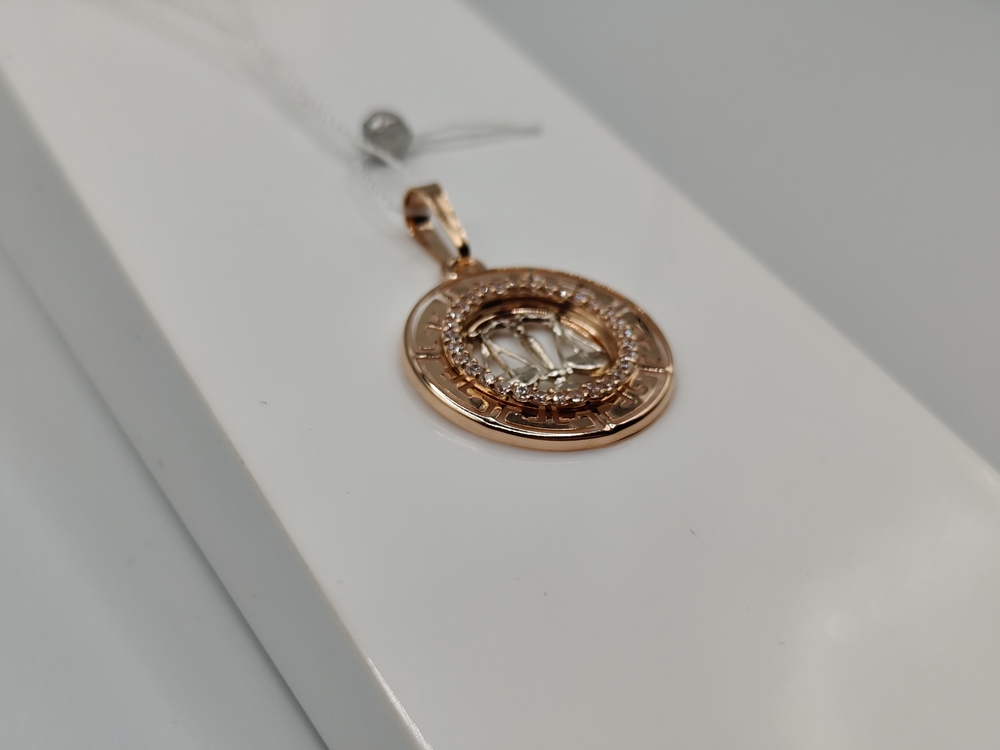 ПОДВЕСКА ЗНАК ЗОДИАКА ВЕСЫ с камнями (Au 585)
