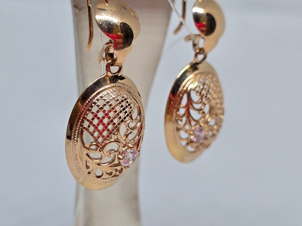 СЕРЬГИ ПЕТЕЛЬКА с камнем (Au 585)