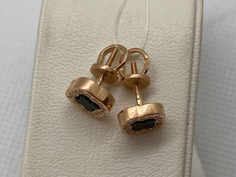СЕРЬГИ ПУСЕТЫ Оникс (Au 585)