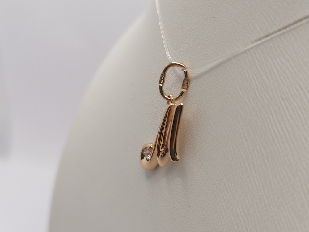 ПОДВЕСКА БУКВА М с камнем (Au 585)