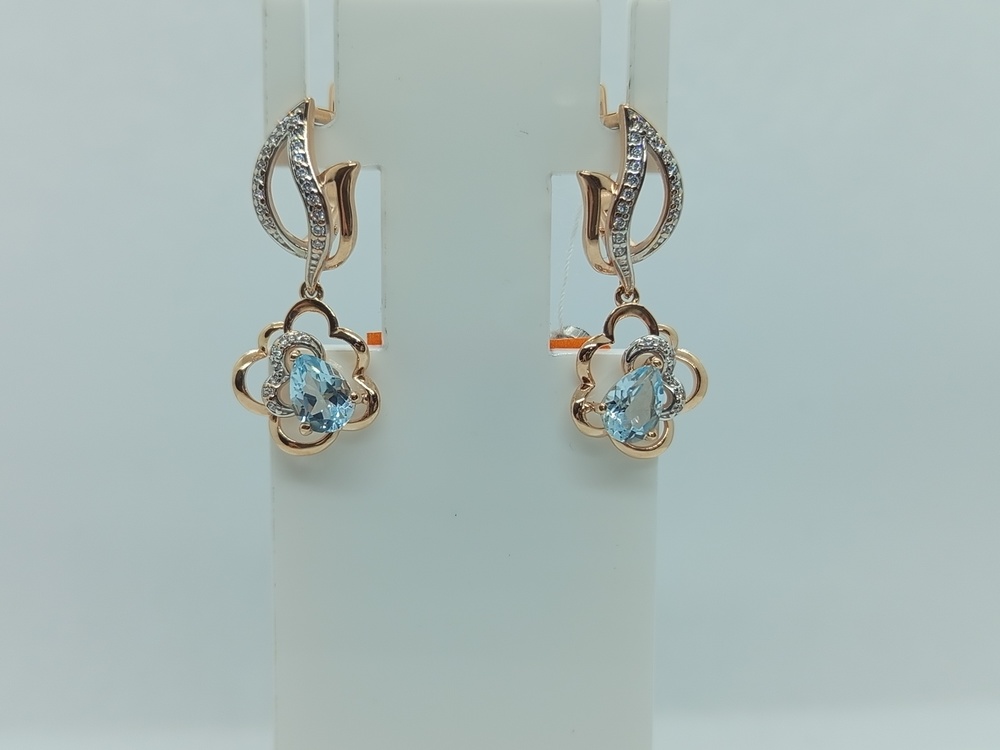 СКМИ585 СЕРЬГИ С КАМНЯМИ (Au 585)