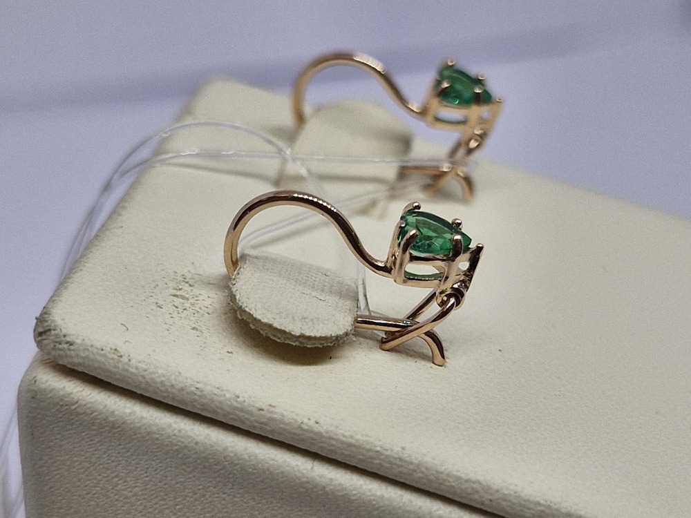 СЕРЬГИ ПЕТЕЛЬКА с камнем (Au 585)