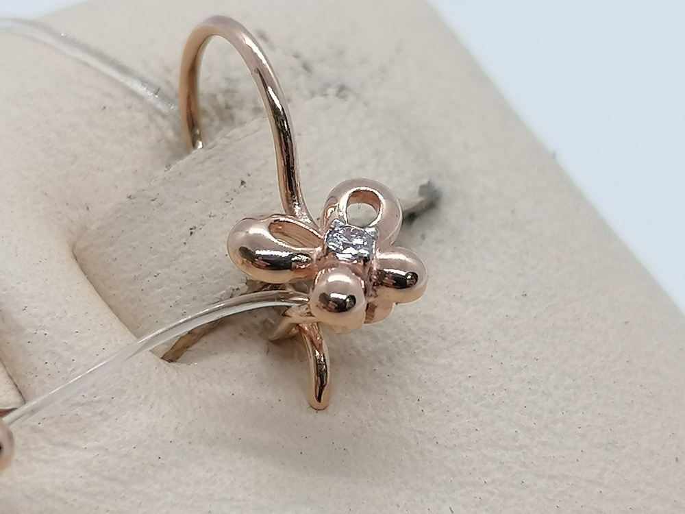 02-3883 СЕРЬГИ ПЕТЕЛЬКА с камнем (Au 585)