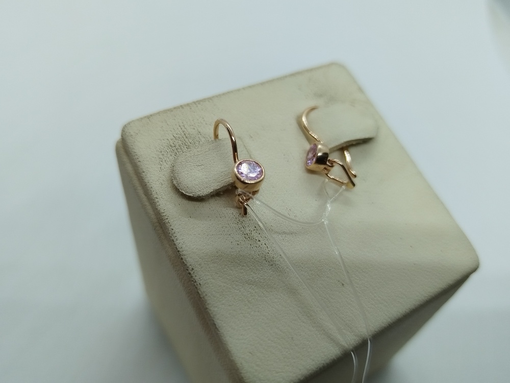 СЕРЬГИ ПЕТЕЛЬКА с камнем (Au 585)