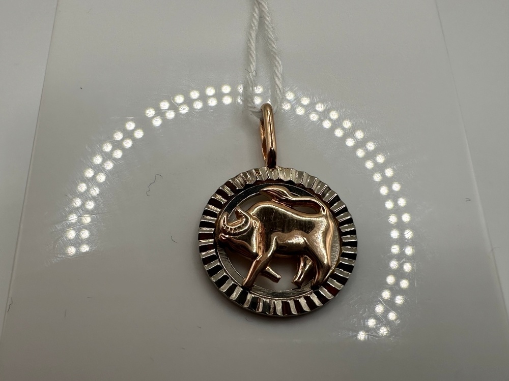 ПОДЗЗТ585 ПОДВЕСКА ЗНАК ЗОДИАКА ТЕЛЕЦ (Au 585)