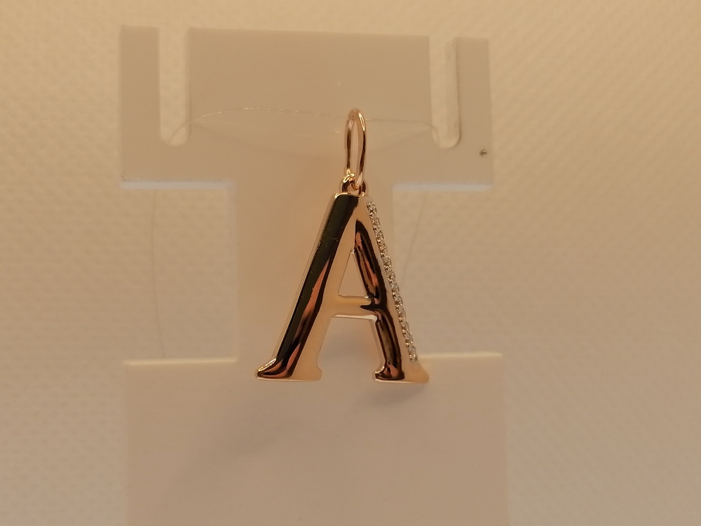 ПОДВЕСКА БУКВА А с камнями (Au 585)