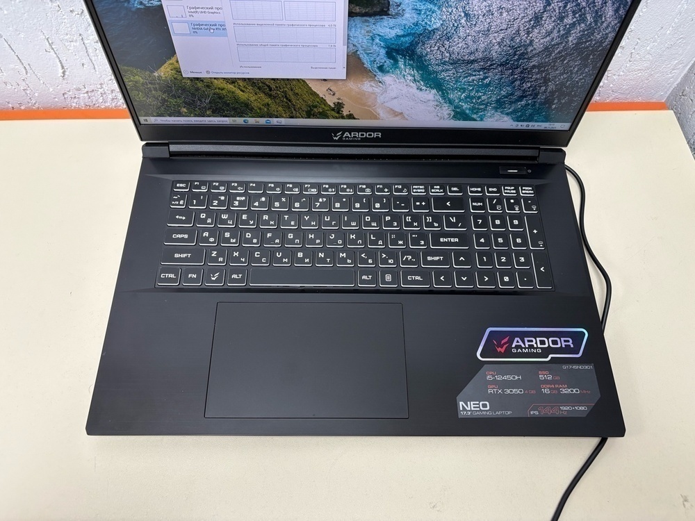 Ноутбук ARDOR Gaming G17-I5ND301; Core I5-12450H, GeForce RTX 3050, 16 Гб, 512 GB, Нет