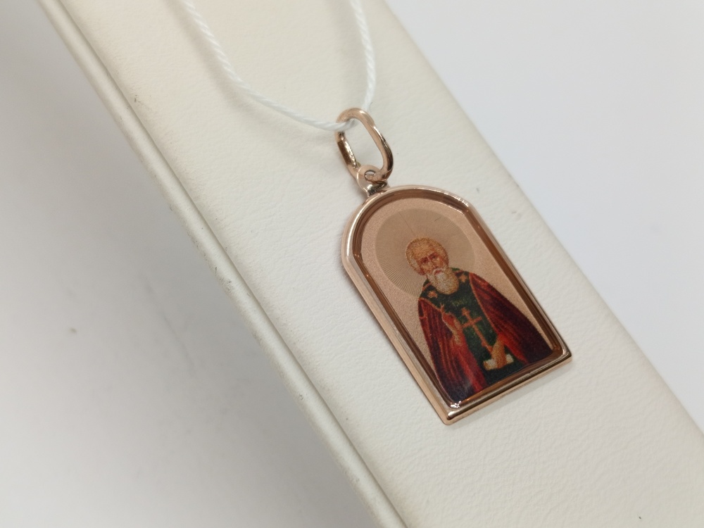 ПОДИКМ585 ПОДВЕСКА ИКОНА С КАМНЕМ (Au 585)