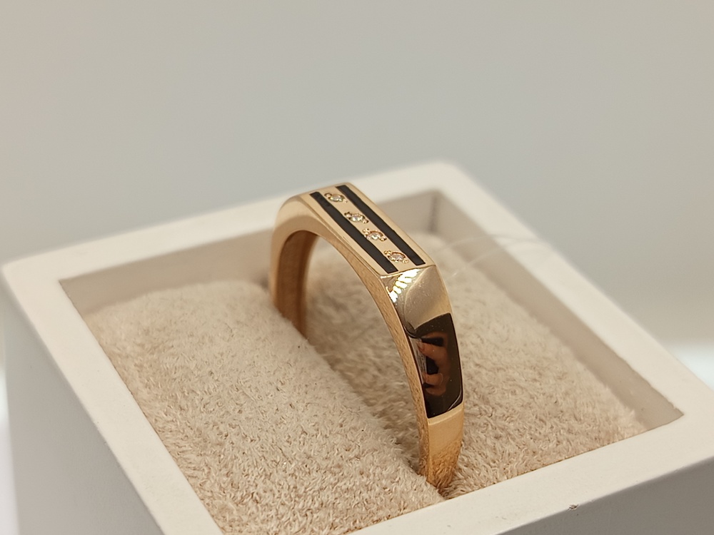 821221 КОЛЬЦО ПЕЧАТКА Эмаль с камнями (Au 585)