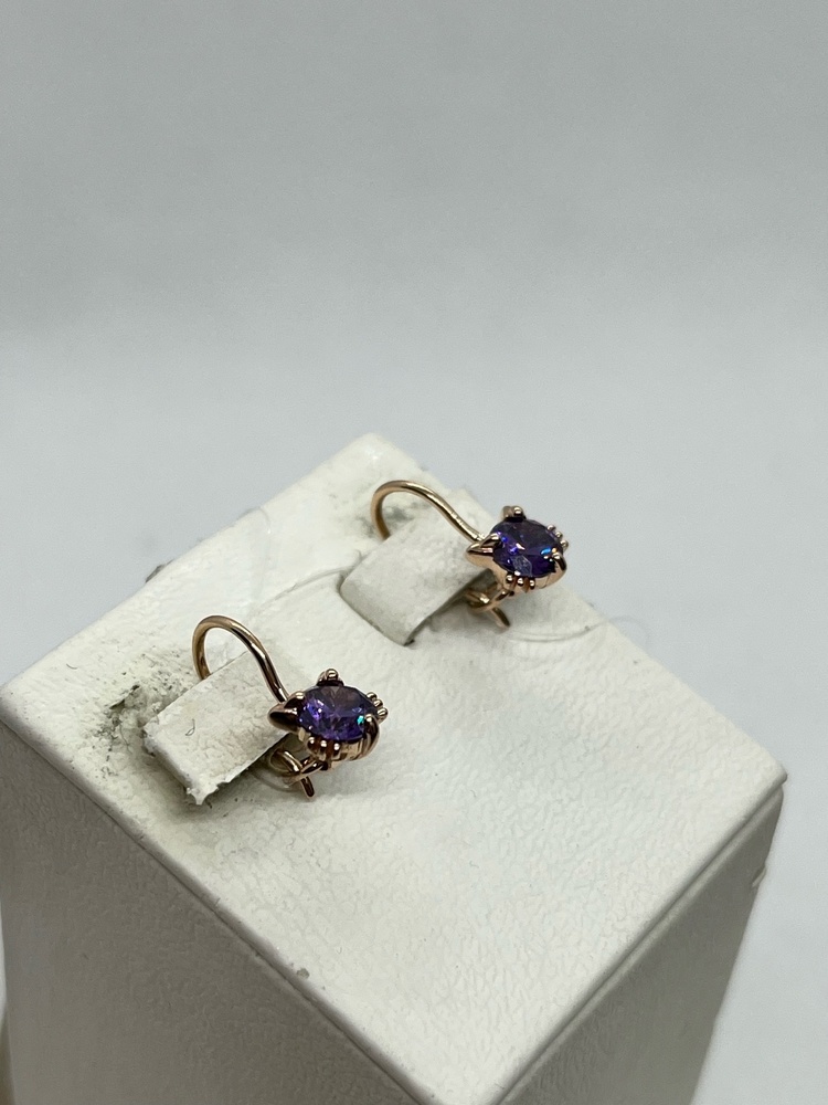 СЕРЬГИ ПЕТЕЛЬКА с камнем (Au 585)