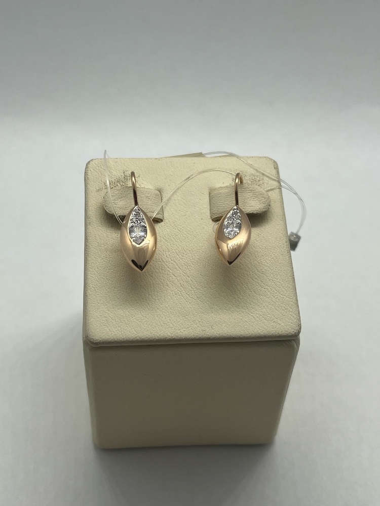 СЕРЬГИ ПЕТЕЛЬКА с камнями (Au 585)