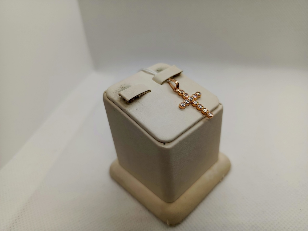 ПОДККИ585 ПОДВЕСКА КРЕСТ С КАМНЯМИ (Au 585)