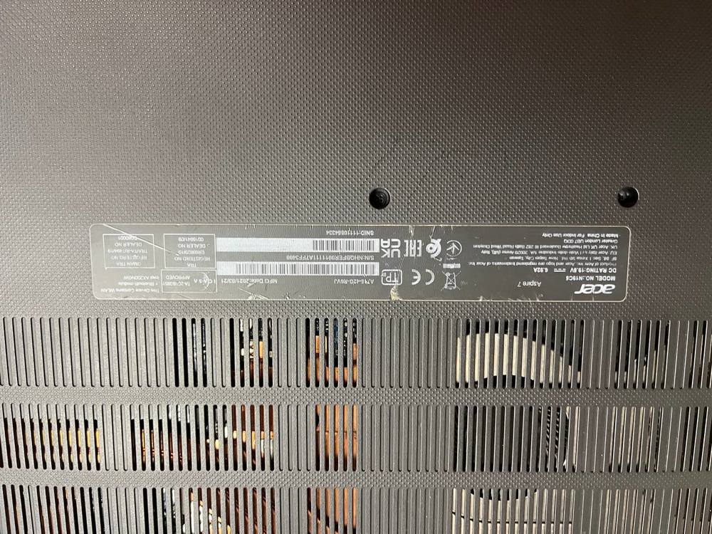 Ноутбук Acer Aspire 7 N19C5; Ryzen 5-5500U, GeForce GTX 1650, 8 Гб, 256 Гб, Нет