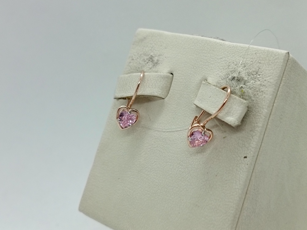 СЕРЬГИ ПЕТЕЛЬКА с камнем (Au 585)