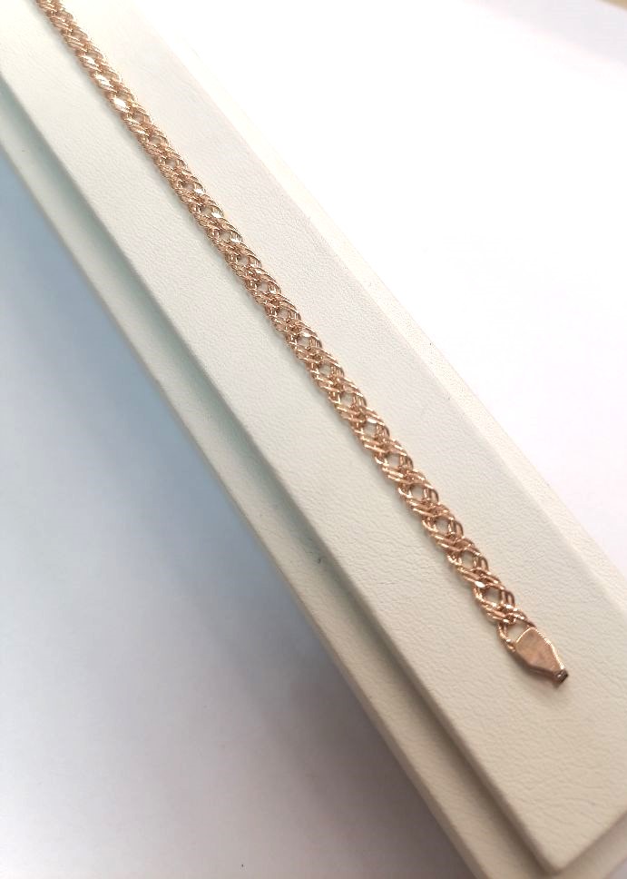 БРАСЛЕТ ПУСТОТЕЛЫЙ Ромб тройной Au 585