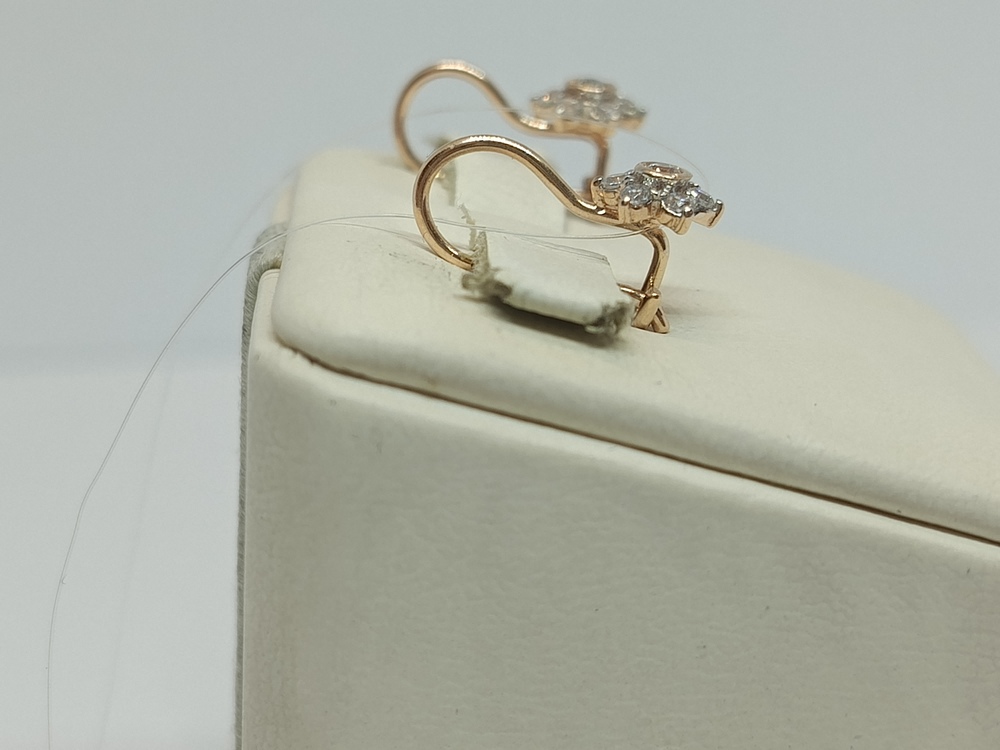 СЕРЬГИ ПЕТЕЛЬКА с камнями (Au 585)