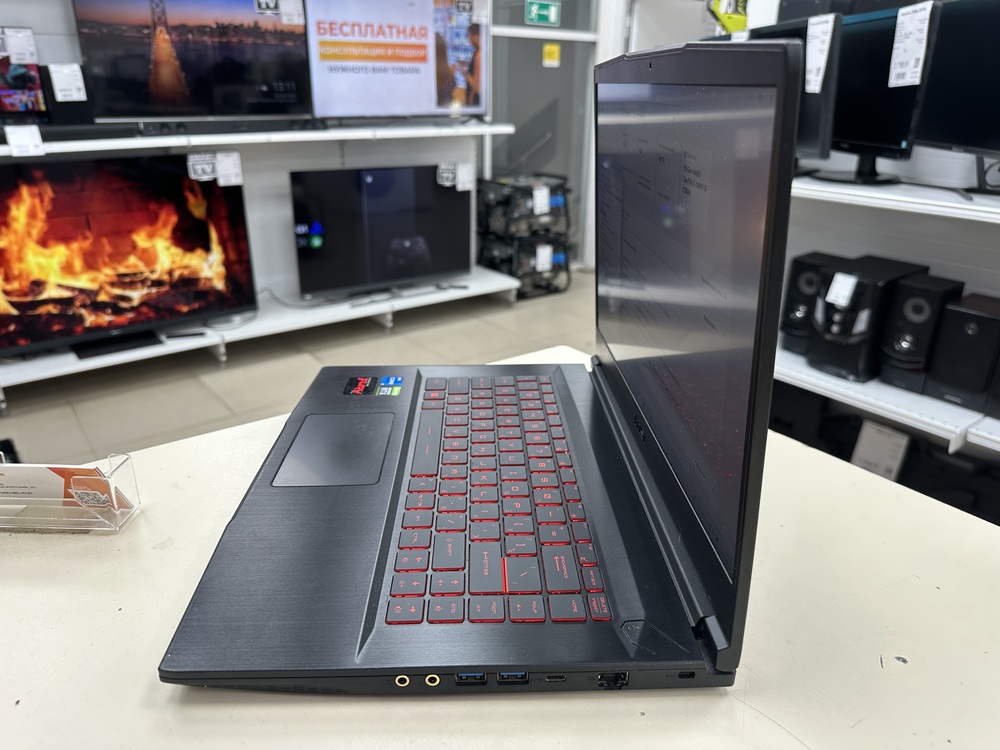 Ноутбук MSI gf63;  Core I5-11400H, GeForce RTX 3050 Ti, 24 Гб, 512 GB, Нет