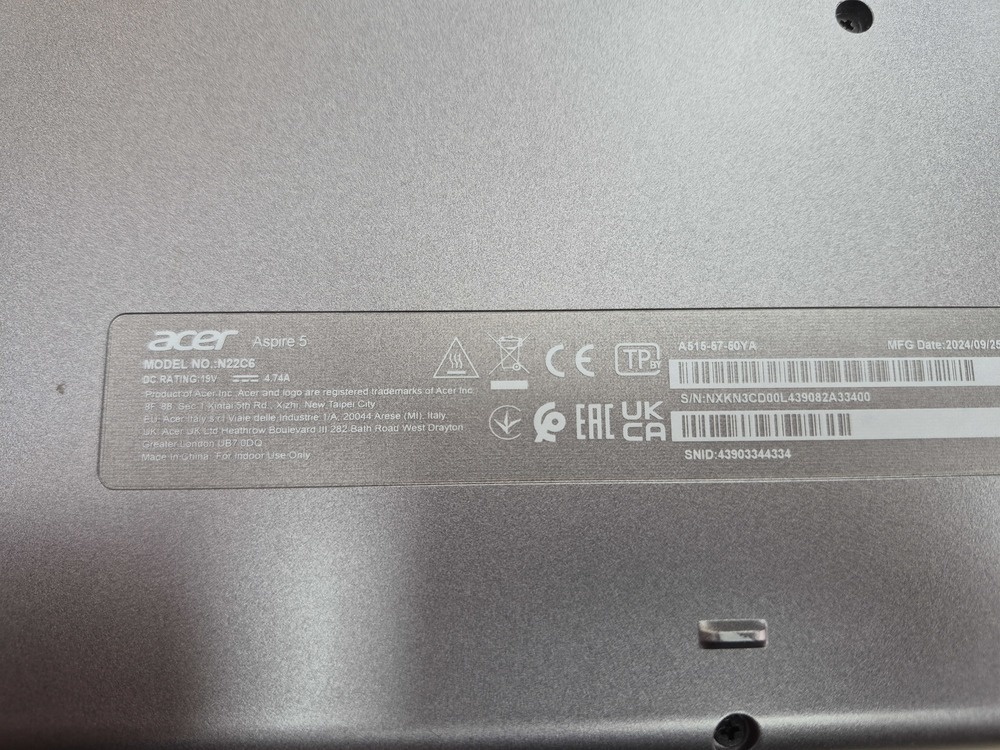 Ноутбук Acer; Core I5-12450H, Intel UHD Graphics, 8 Гб, 500 Гб, Нет