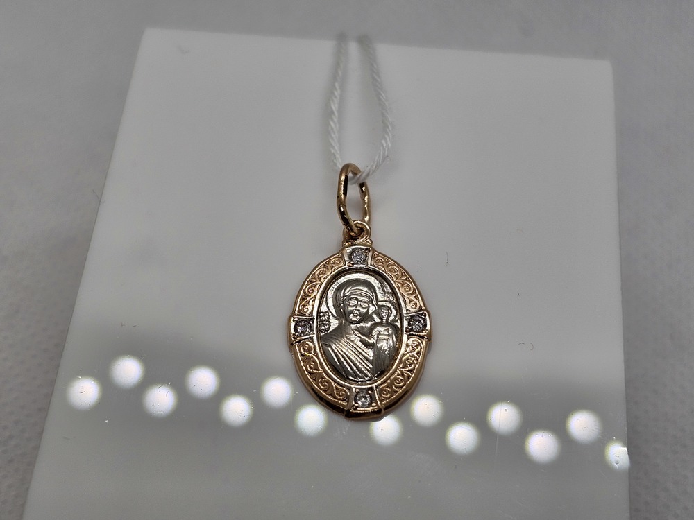 ПОДИКИ585 ПОДВЕСКА ИКОНА С КАМНЯМИ (Au 585)